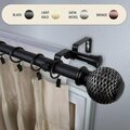 Kd Encimera 1 in. Wicker Double Curtain Rod with 66 to 120 in. Extension, Black KD3717541